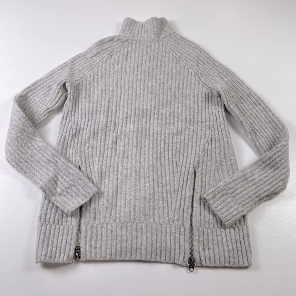 Abercrombie & Fitch Women Ribbed Zip Mock Neck Sweater Size XS‎ Wool Blend Cozy